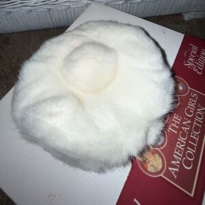 Plush White Faux Fur Accent Hat